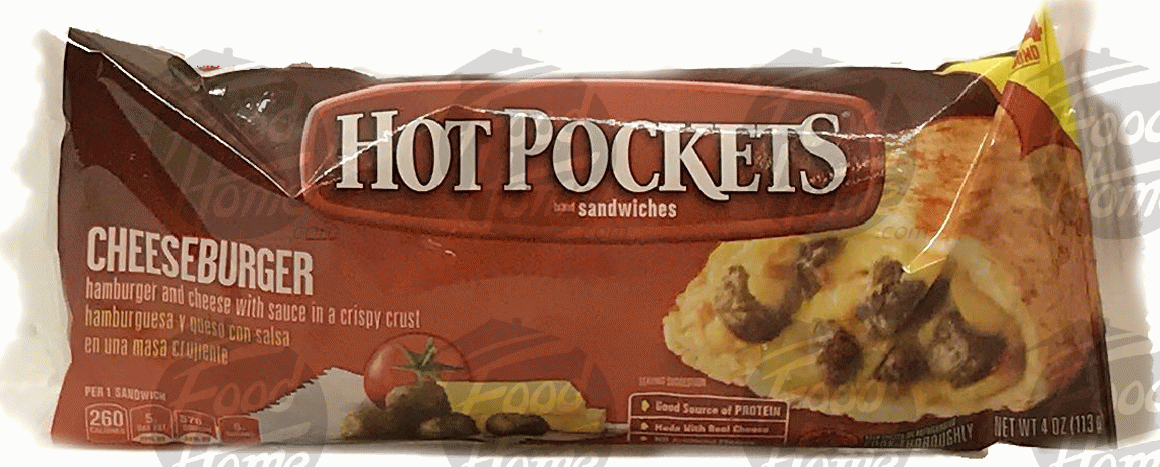 Hot Pockets  cheeseburger; hamburger and cheese with sauce in a crispy crust Full-Size Picture